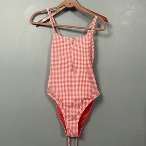 Juicy Couture Women's Pink and White Swimsuit-one-piece gingham size XL-